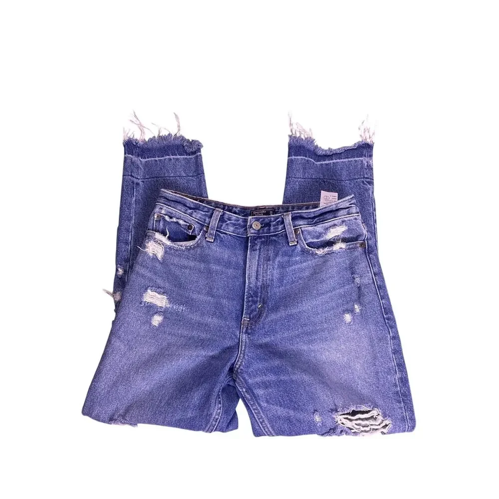 Abercrombie & Fitch Annie High Rise Girlfriend Jeans Women’s 6 28W Y2K Raw Hem